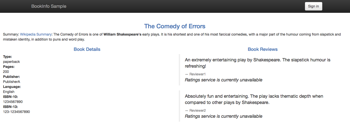 The Ratings service error messages